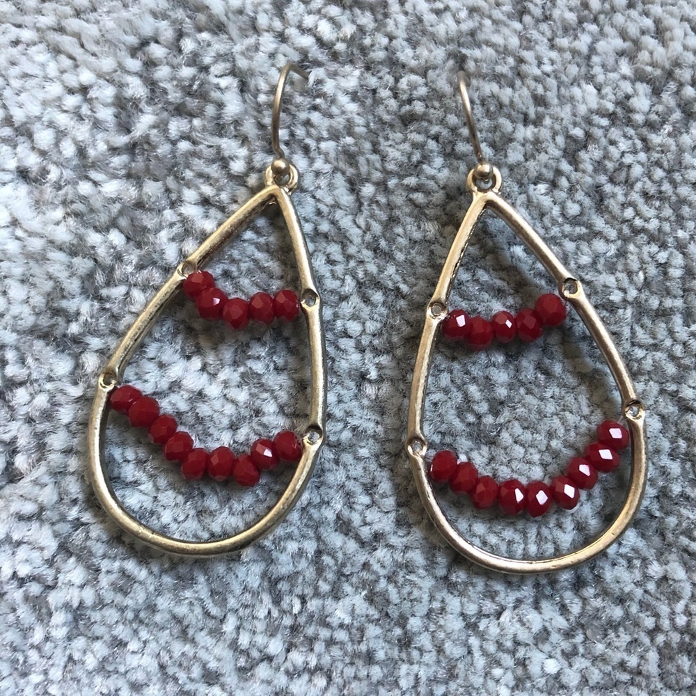 Marlyn Schiff Beaded Gold Tone Teardrop Earrings